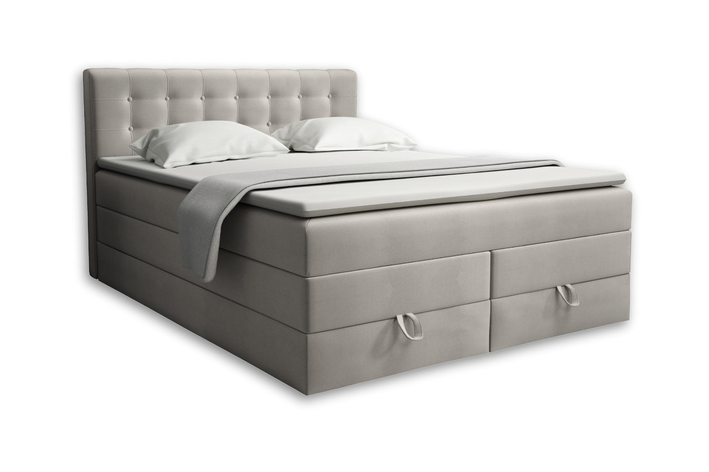 BOXSPRINGBETT VERNO 200/200 in Velour Beige - Beige, Holz/Holzwerkstoff (200/200cm) - Deine Möbel 24