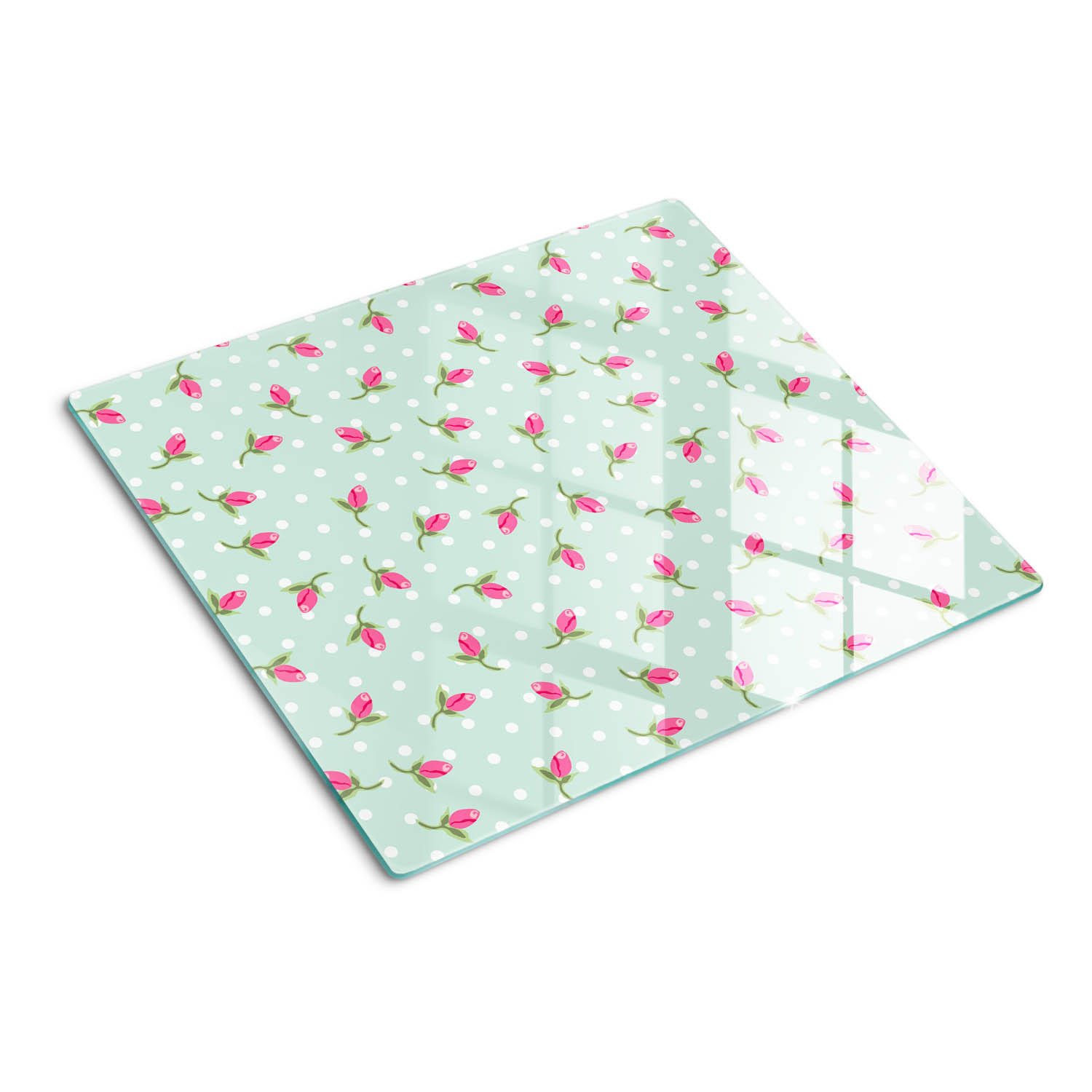 GLASPLATTE 60x52 cm Rosen - Pink, Glas (60/0.4/52cm) - TULUP