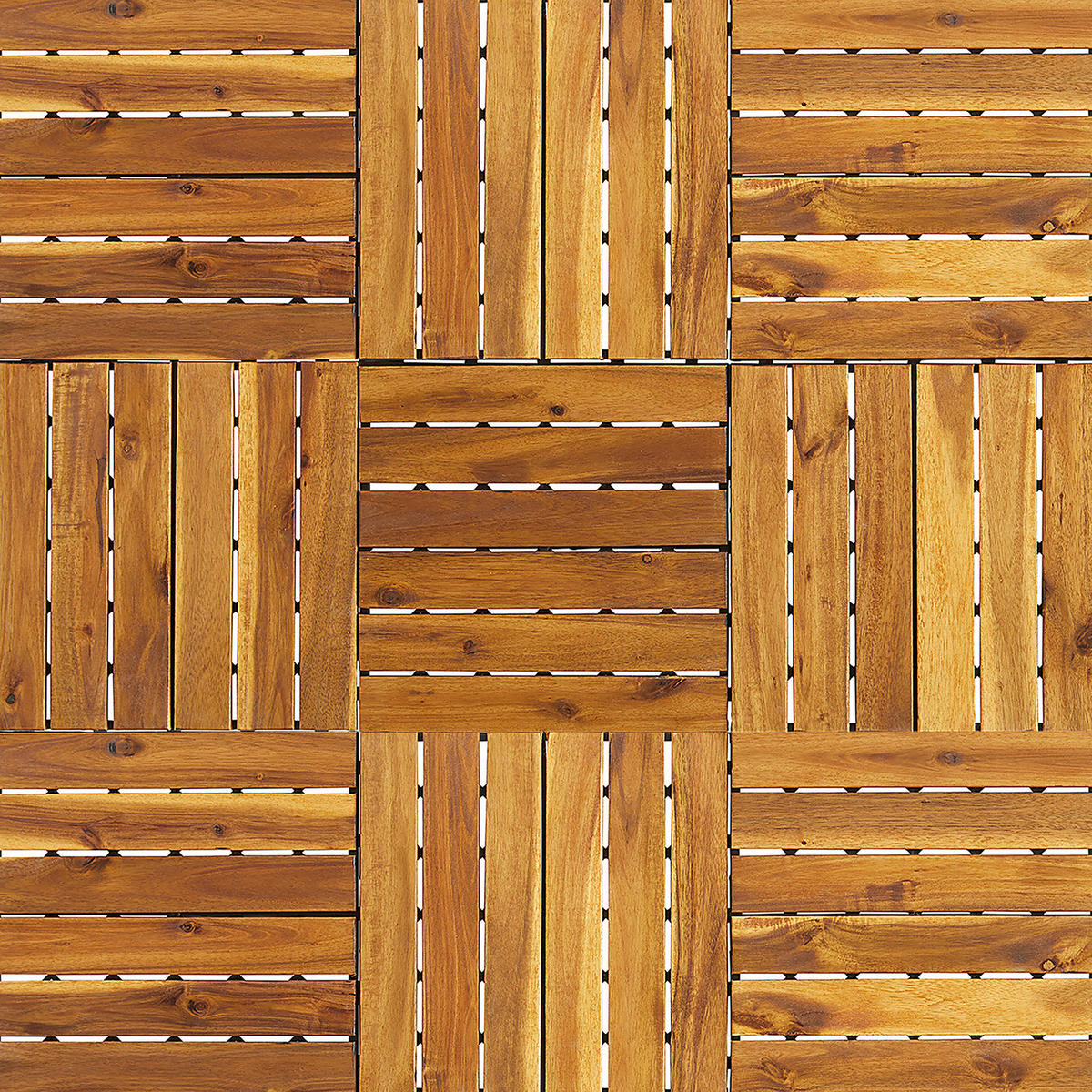 TERRASSENFLIESE - Akazie massiv - 33er-Set - Akaziefarben, Holz/Kunststoff (30/30/2.4cm) - home24