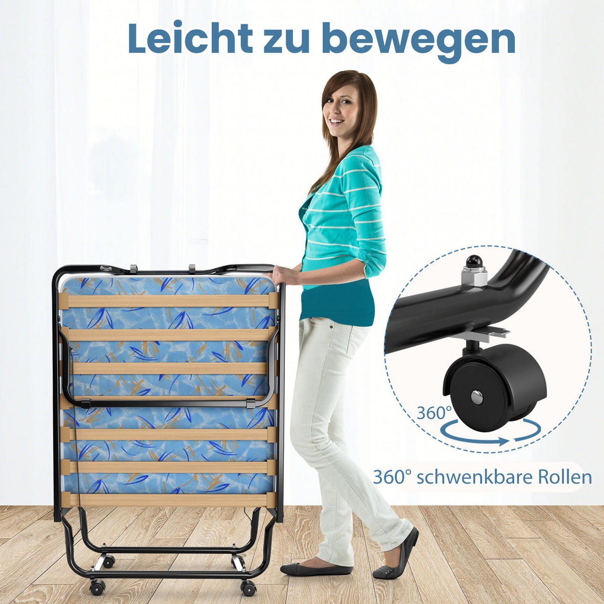 GASTEBETT Blau - Blau, Metall - COSTWAY