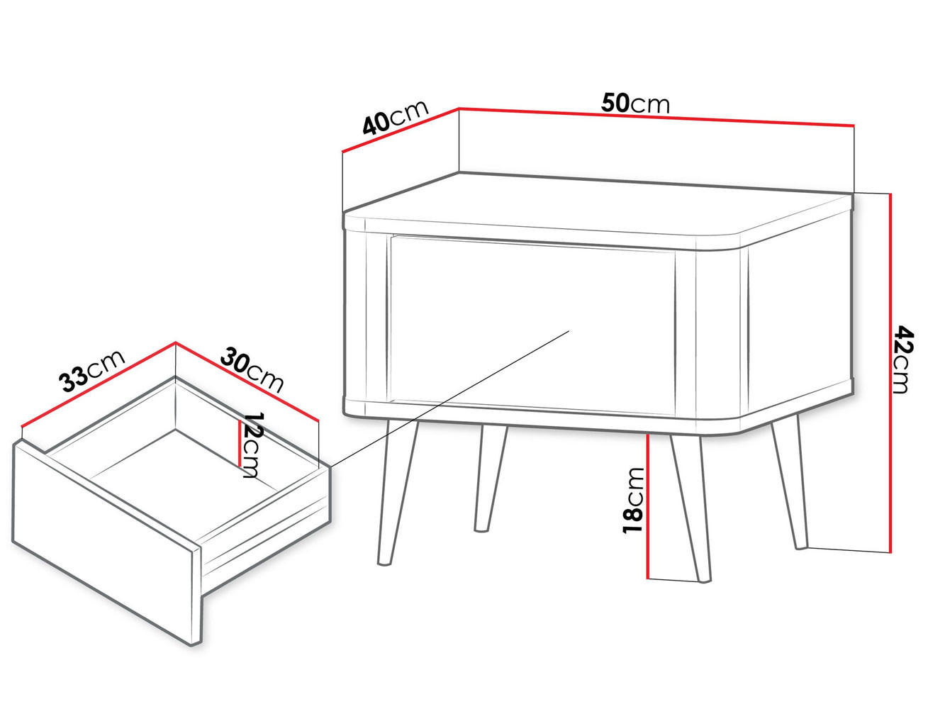 Thumbnail - Feldmann-Wohnen Nachtkonsole, Beige, Grau, Holz, 1 Schubladen, 50x42x40 cm, Schlafzimmer, Nachttische