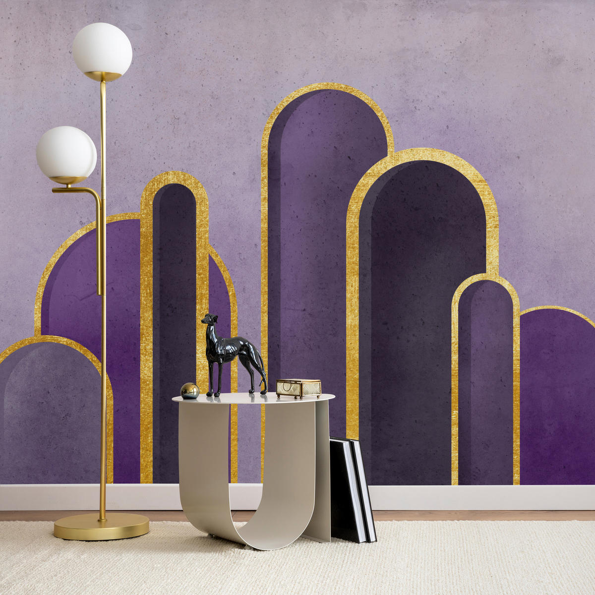 FOTOTAPETE Geometrische Muster Abstraktion Glamour 250x175 - Gelb/Beige, Papier (250/175cm) - Muralo