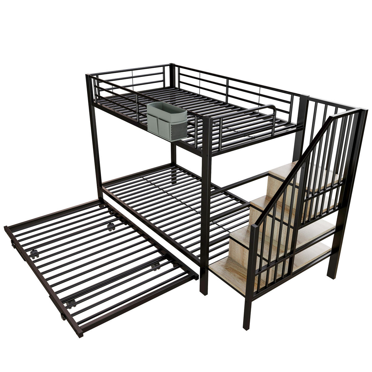 ETAGENBETT Eisen Schwarz - Schwarz, Metall - Raumix