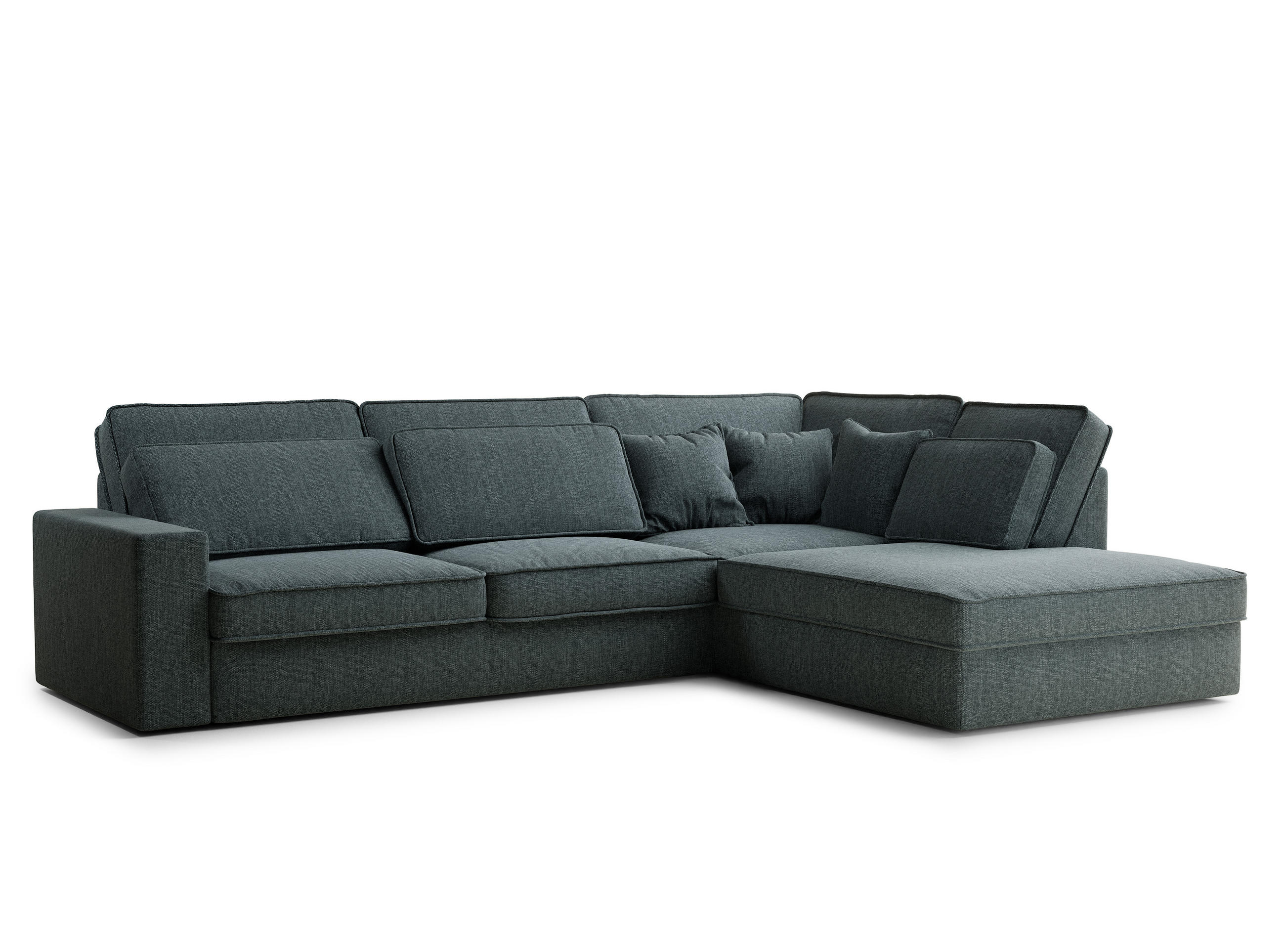 ECKSOFA Kirou Blau Webstoff - Rechts Seite - Blau/Schwarz, Holz/Holzwerkstoff (225/311cm) - Maison de Reve