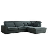 ECKSOFA Kirou Blau Webstoff - Rechts Seite - Blau/Schwarz, Holz/Holzwerkstoff (225/311cm) - Maison de Reve