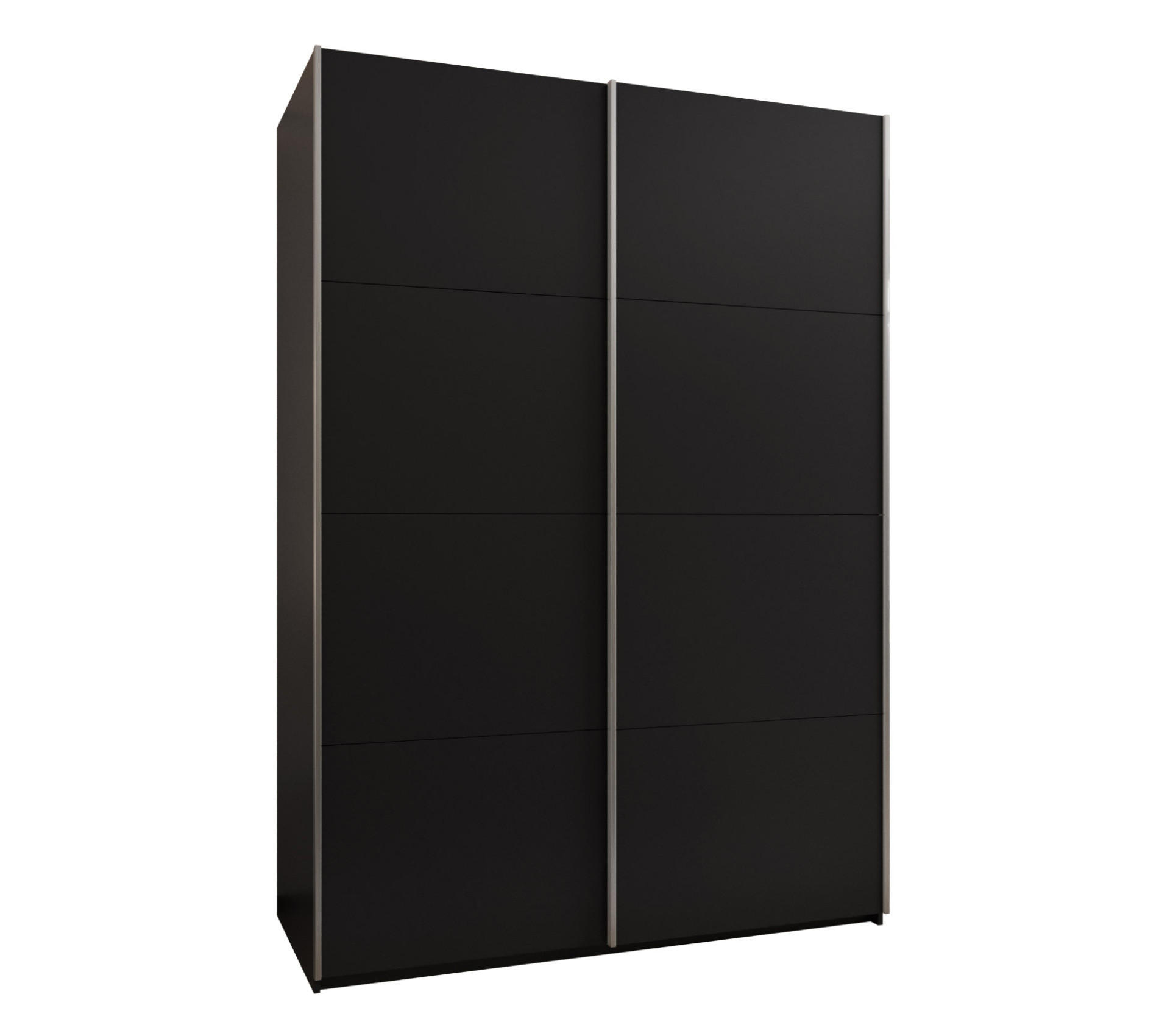 Abiks Möbel Schwebetürenschrank Schwarz, Schwarz, Silber 180x245x64 cm