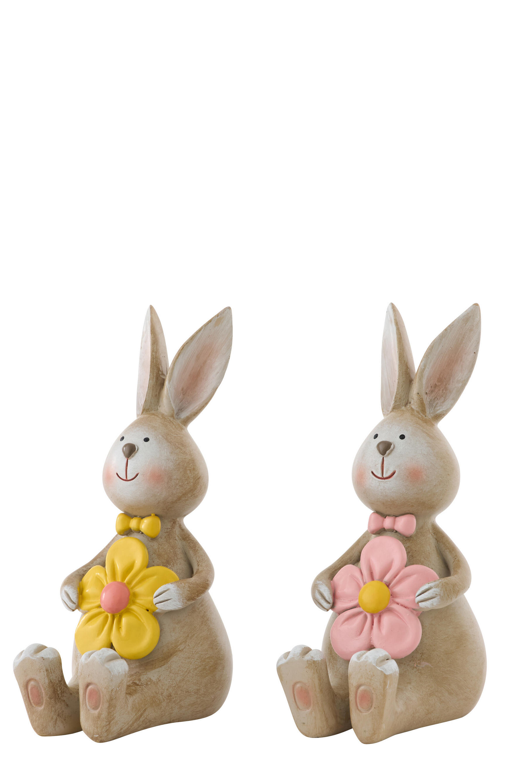 DEKO KANINCHEN BLUME (2ER SET) - Multicolor, Glas/Naturmaterialien (9/15/6cm) - J-Line