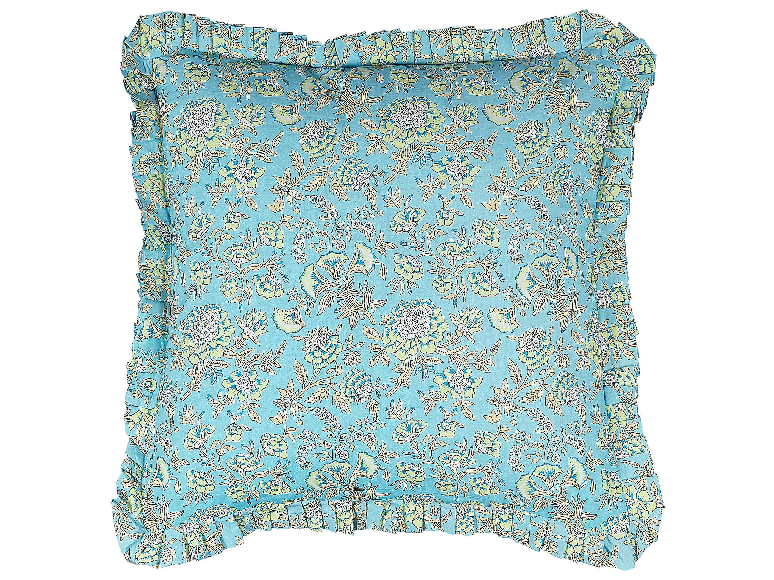 DEKOKISSEN 2er-Set Türkis 45/45 cm Amoena - Türkis, Naturmaterialien/Textil (45/45cm) - Beliani