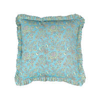 DEKOKISSEN Türkis 45/45 cm Amoena - Türkis, Naturmaterialien/Textil (45/45cm) - Beliani