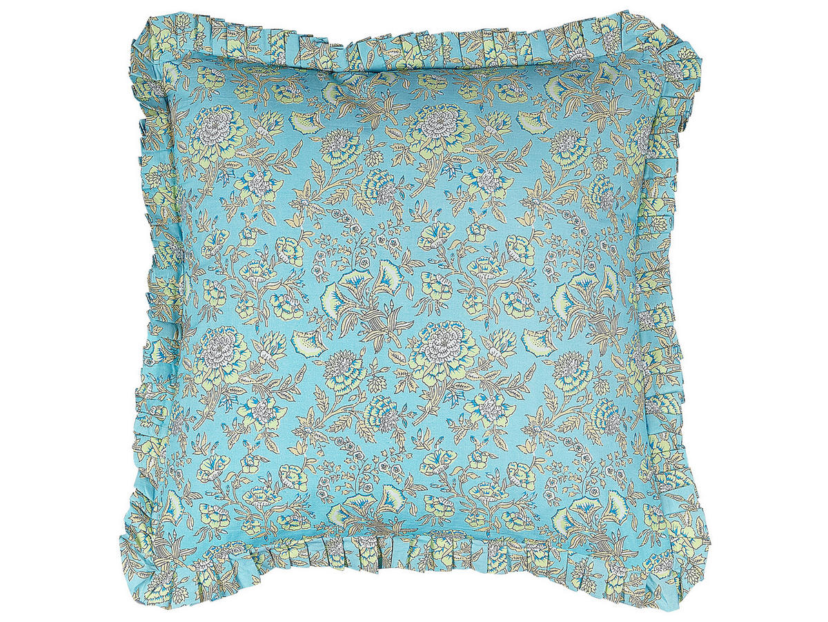 DEKOKISSEN Türkis 45/45 cm Amoena - Türkis, Naturmaterialien/Textil (45/45cm) - Beliani