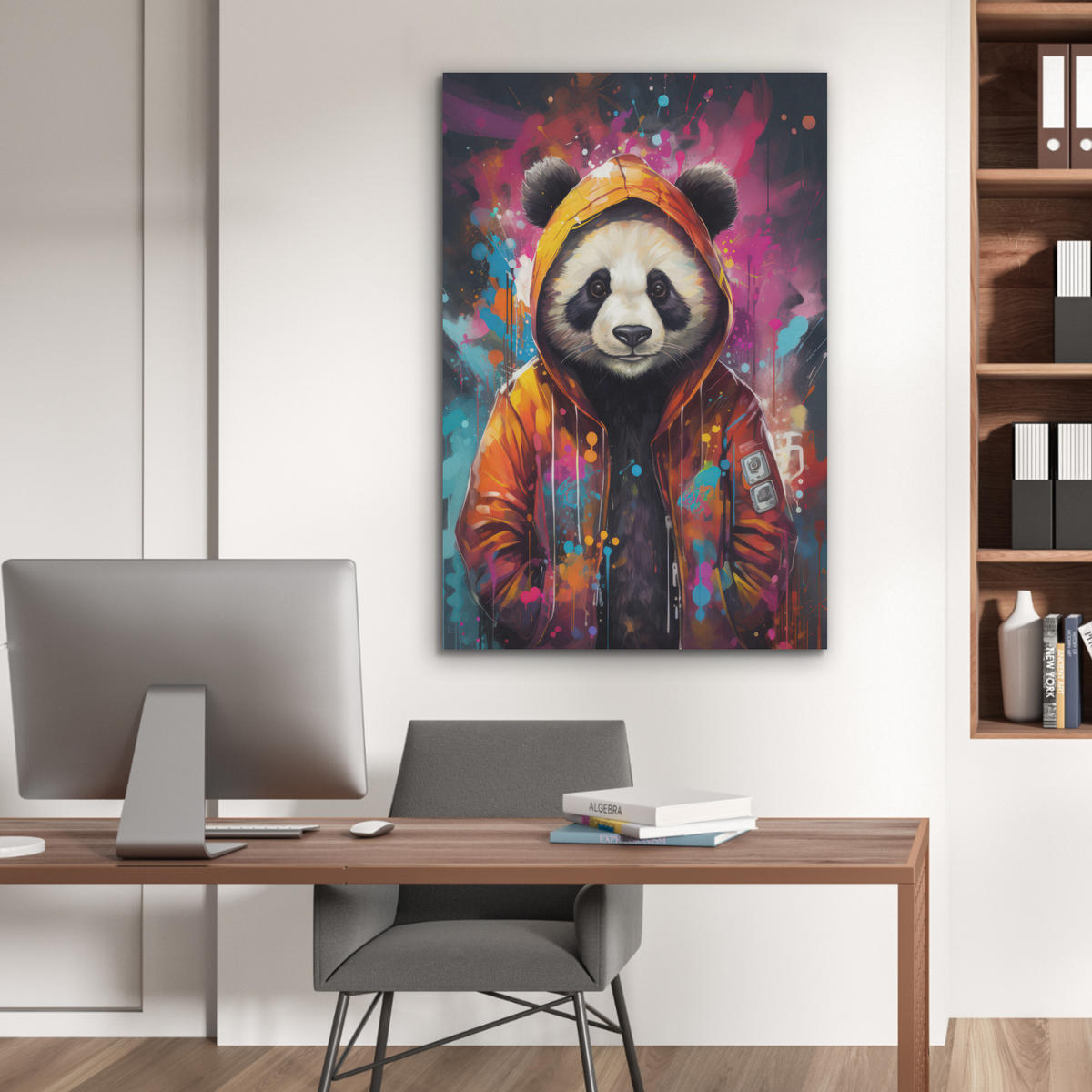 AKUSTIKPANEEL Panda - Jacke - Graffiti - Orange 70x100 cm - Orange, Textil (70/0.9/100cm) - MuchoWow