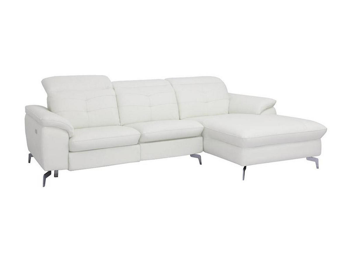 RELAXSOFA Ecksofa Leder - Ecke Rechts - Elfenbein - LISMORE - Weiß, Leder (170/250cm) - Vente-Unique