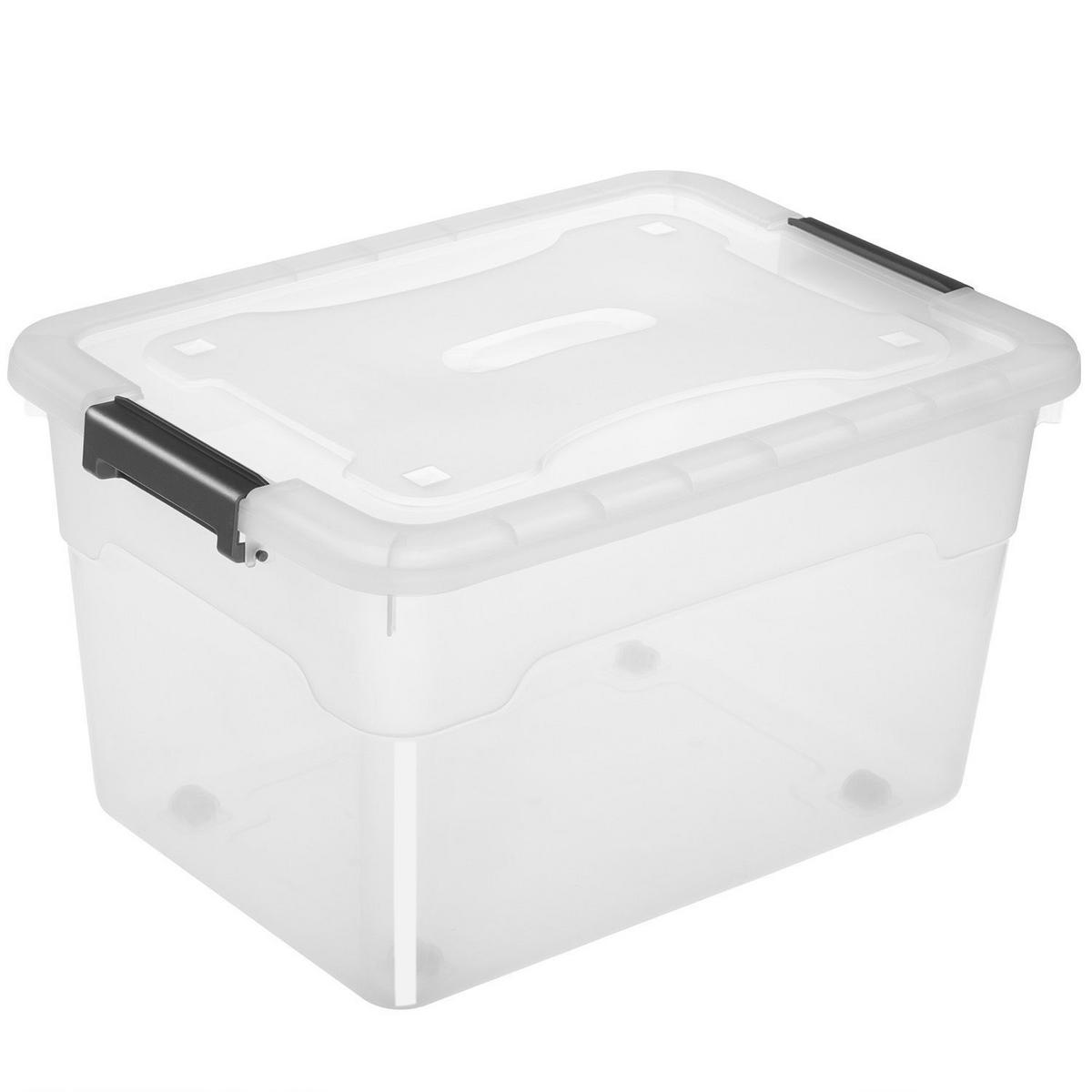 AUFBEWAHRUNGSBOX mit Deckel 45L semitransparent (4er-Set) - Weiß, Kunststoff (38/30/52cm) - Juskys