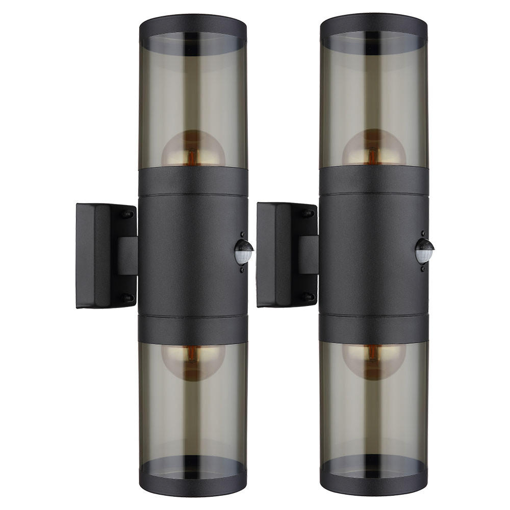 LED AUSSEN-WANDLEUCHTE Edelstahl Schwarz 2er Set - Schwarz, Metall (10.2/42/10.2cm) - Globo Lighting