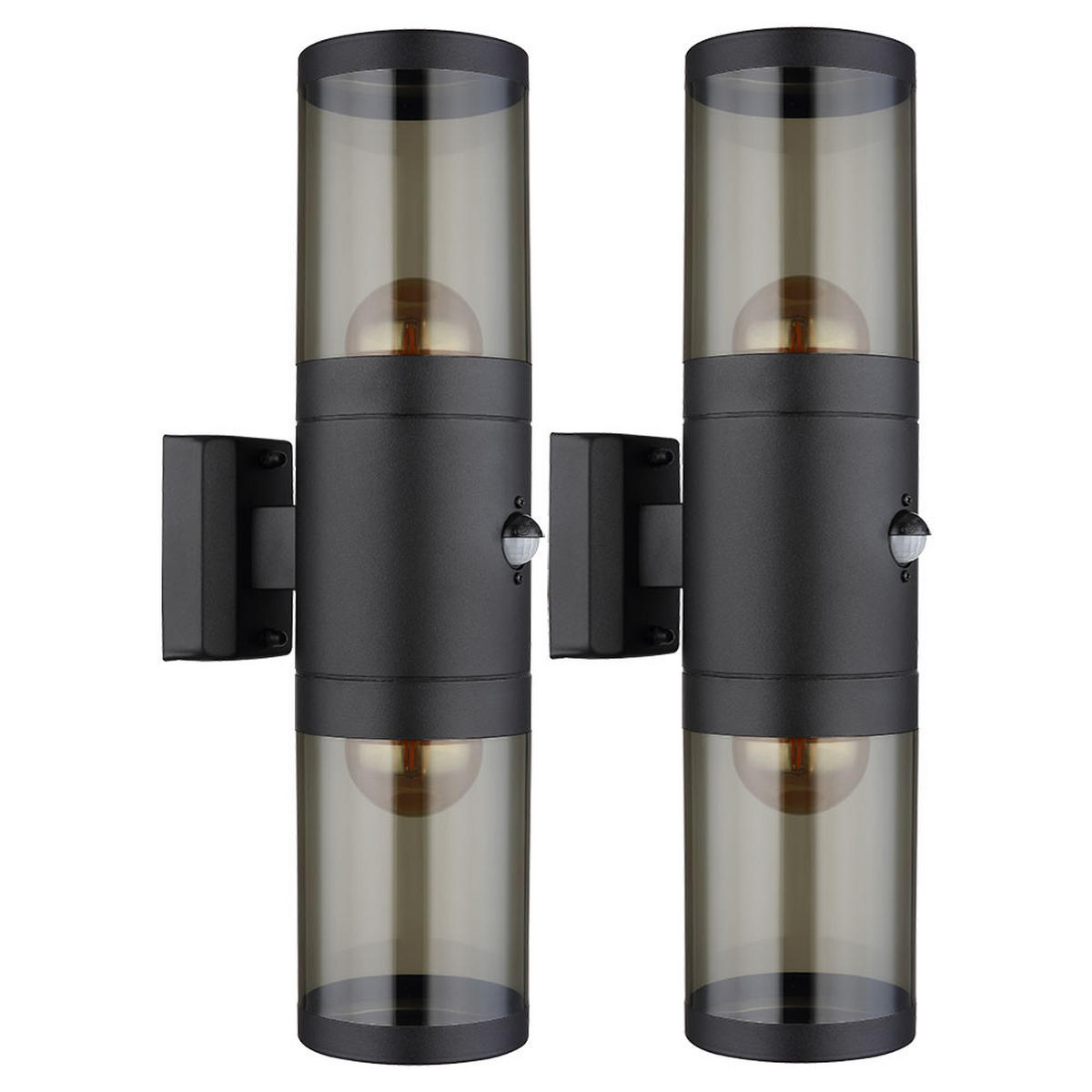 LED AUSSEN-WANDLEUCHTE Edelstahl Schwarz 2er Set - Schwarz, Metall (10.2/42/10.2cm) - Globo Lighting