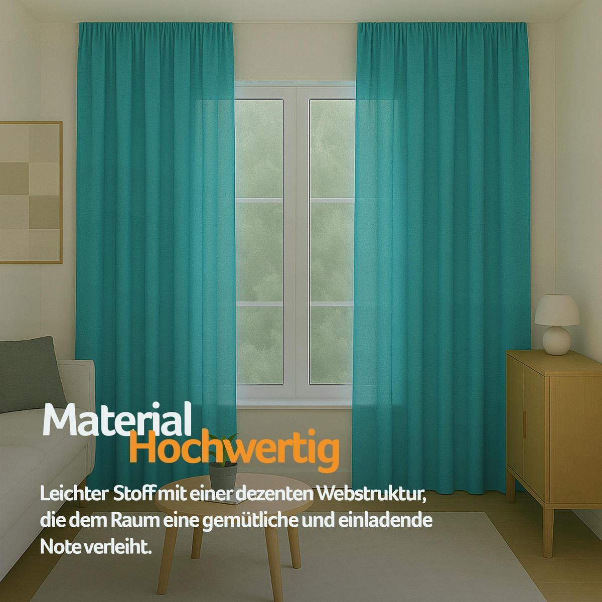 GARDINE Universalband "blickdicht" 2er Pack Türkis 140x175 cm - Türkis, Textil (140/175cm) - Bestlivings