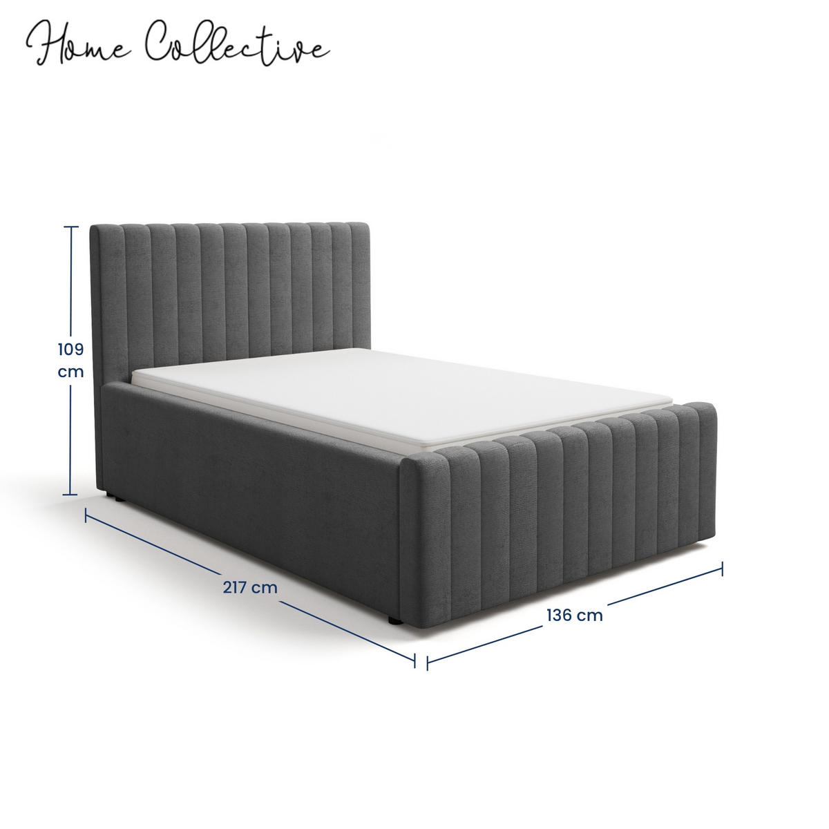 POLSTERBETT 120x200 cm in Graphit - Graphitfarben, Textil (120/200cm) - Home Collective