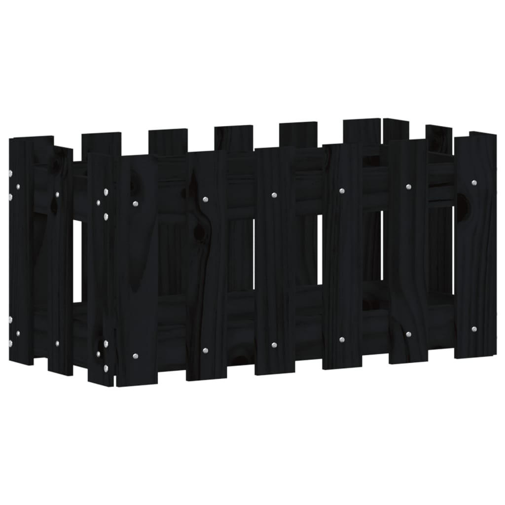 PFLANZKÜBEL Lattenzaun-Design Schwarz 60x30x30 cm Kiefernholz - Schwarz, Holz (60/30/30cm)