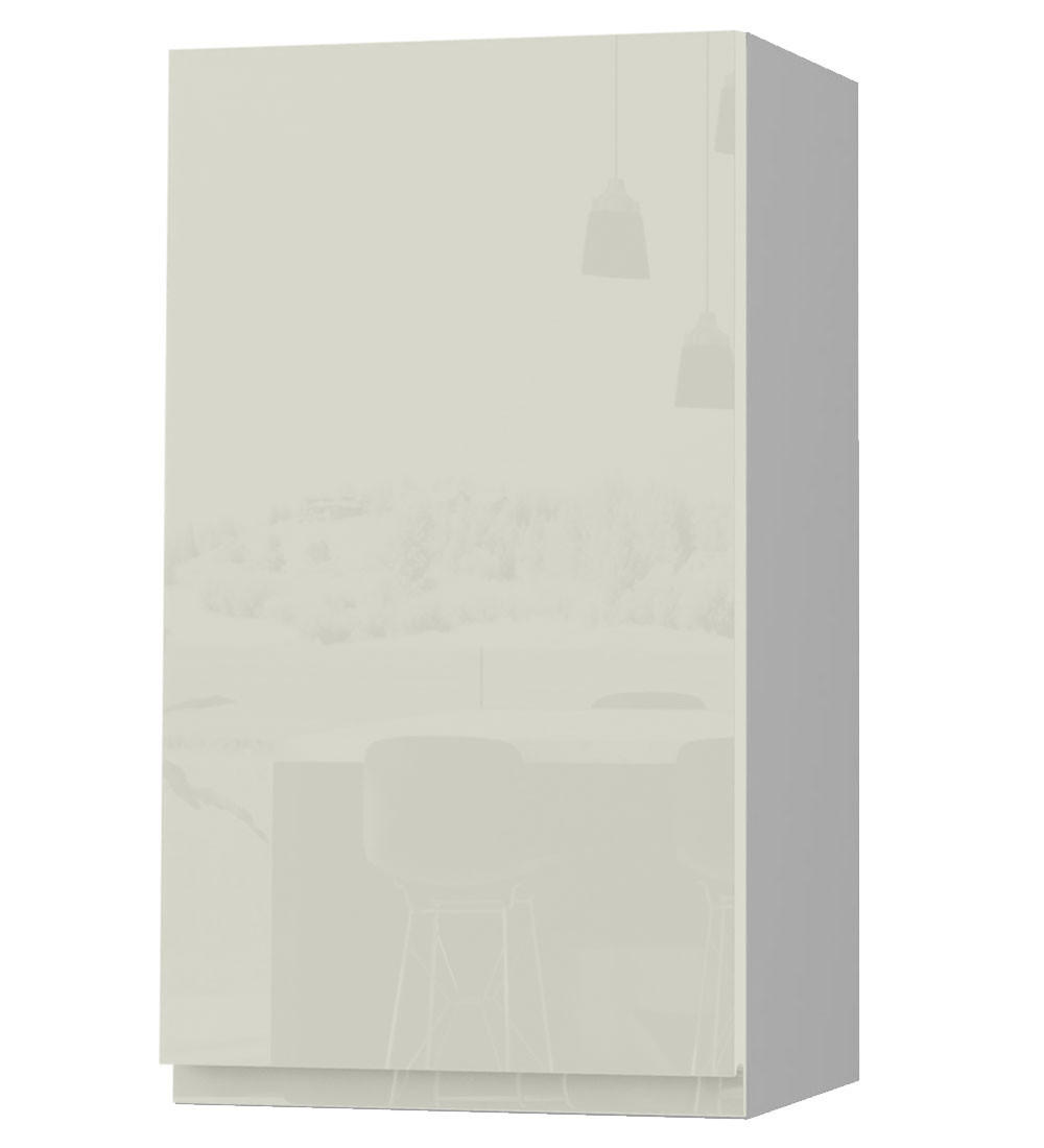 HÄNGESCHRANK Florence W2/40 Grau / RAL 1013 perlweiß HG 40 / 32,5 / 72cm - Türanschlag links - Weiß Hochglanz/Grau, Holz/Holzwerkstoff (40/72/32.5cm) - Feldmann-Wohnen