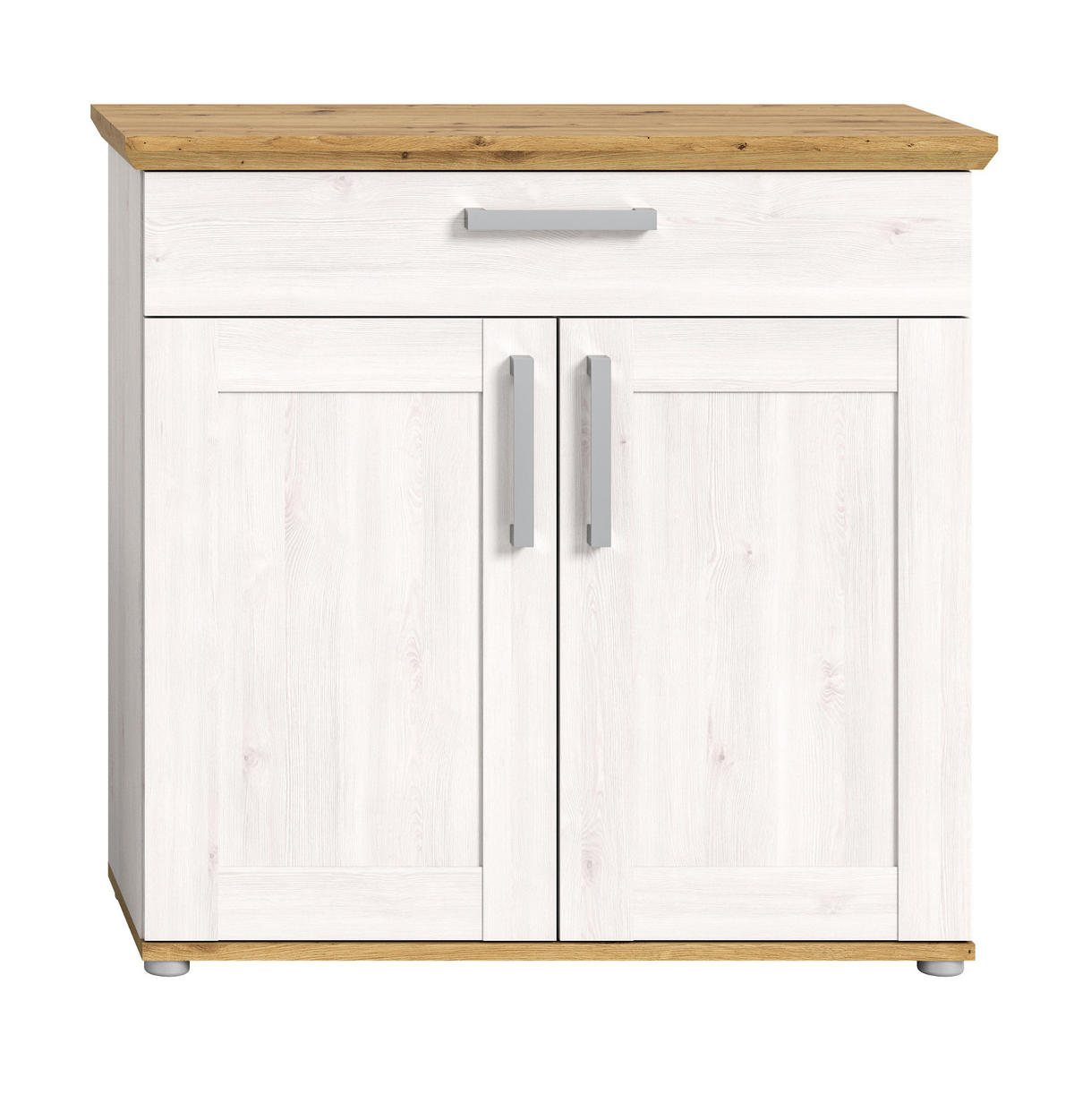 SCHUHSCHRANK weiß Lärche 95 cm, Schuhkommode im Landhaus-Stil - Silberfarben/Weiß, Holzwerkstoff/Kunststoff (95/92/39cm) - Inn.Furn