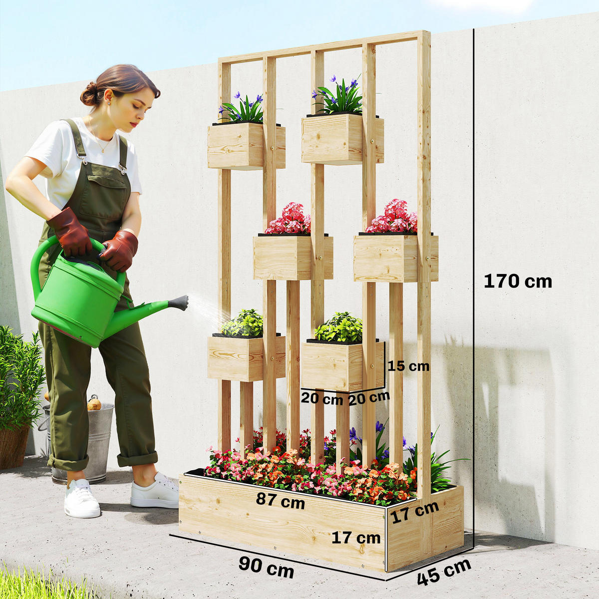 HOCHBEET aus Tannenholz 90/45/170 cm - Naturfarben, Holz (45/170/90cm) - Outsunny