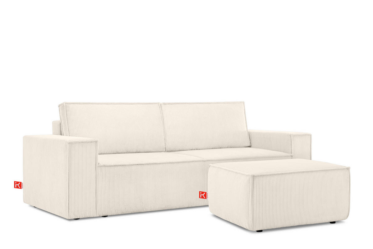 SITZPOUF NAPI gefederte Sitzfläche, creme - Creme/Schwarz, Textil (83/45/83cm) - KONSIMO®