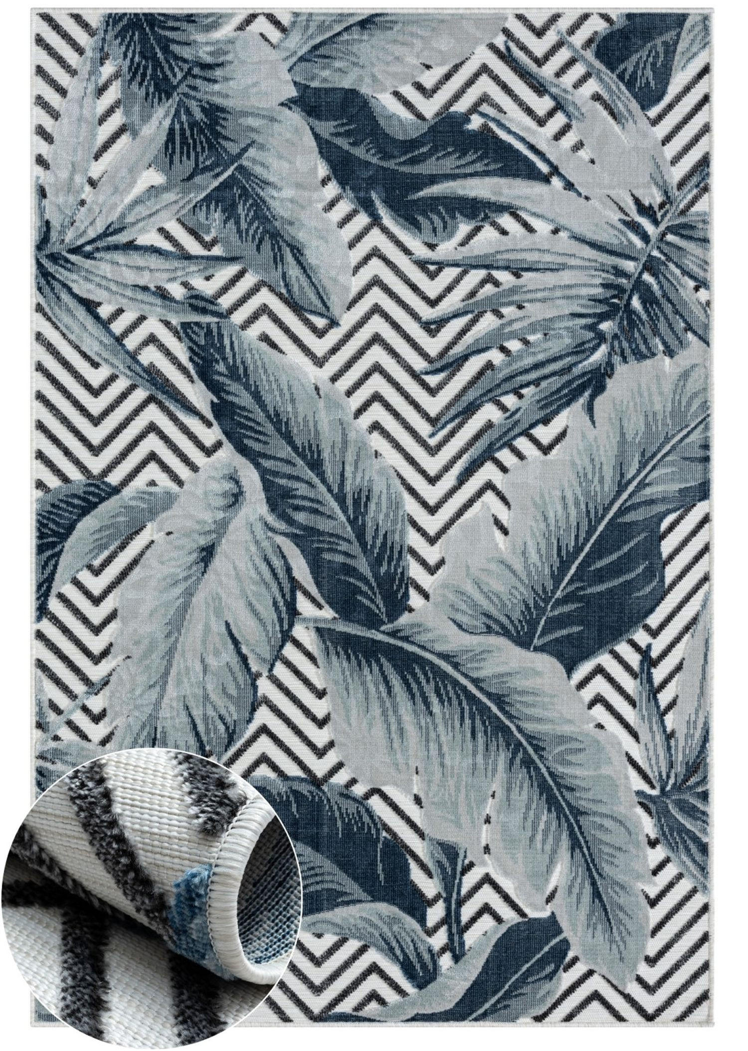 OUTDOORTEPPICH Azure Dunkelblau,Silberfarben,Schwarz 160/230 cm - Dunkelblau, Textil (160/230cm) - My-Rug