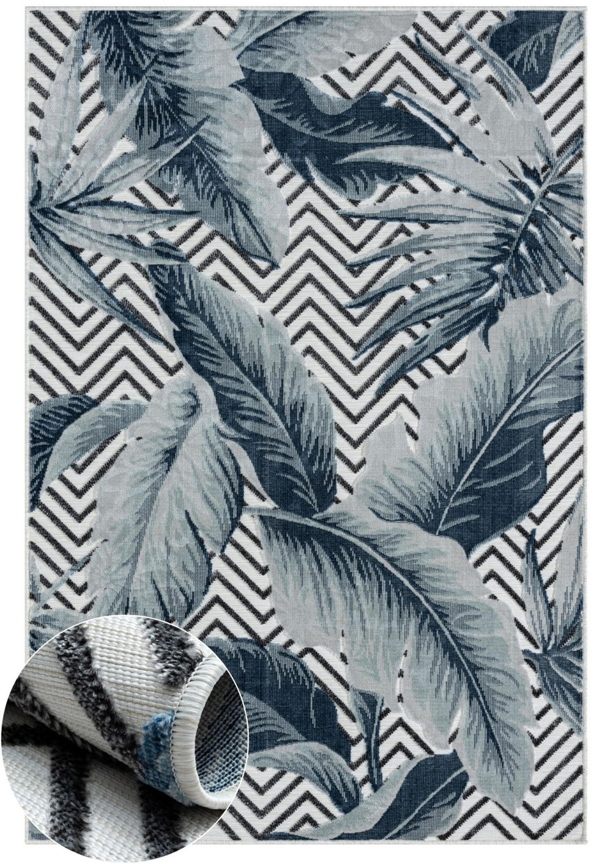 OUTDOORTEPPICH Azure Dunkelblau,Silberfarben,Schwarz 200/300 cm - Dunkelblau, Textil (200/300cm) - My-Rug