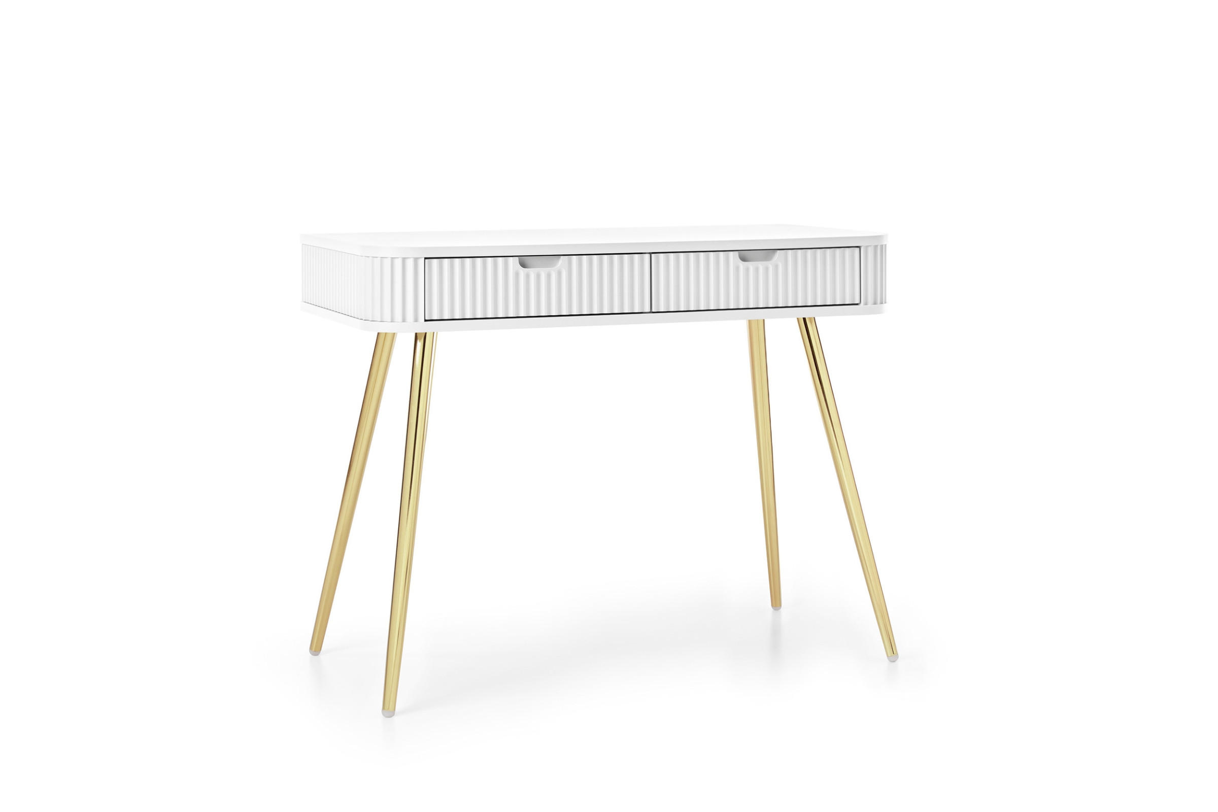 SCHMINKTISCH MODERNO 103/80/49 in Weiß/Gold - Goldfarben/Weiß, Holzwerkstoff (49/103/80cm) - Deine Möbel 24
