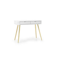 SCHMINKTISCH MODERNO 103/80/49 in Weiß/Gold - Goldfarben/Weiß, Holzwerkstoff (49/103/80cm) - Deine Möbel 24