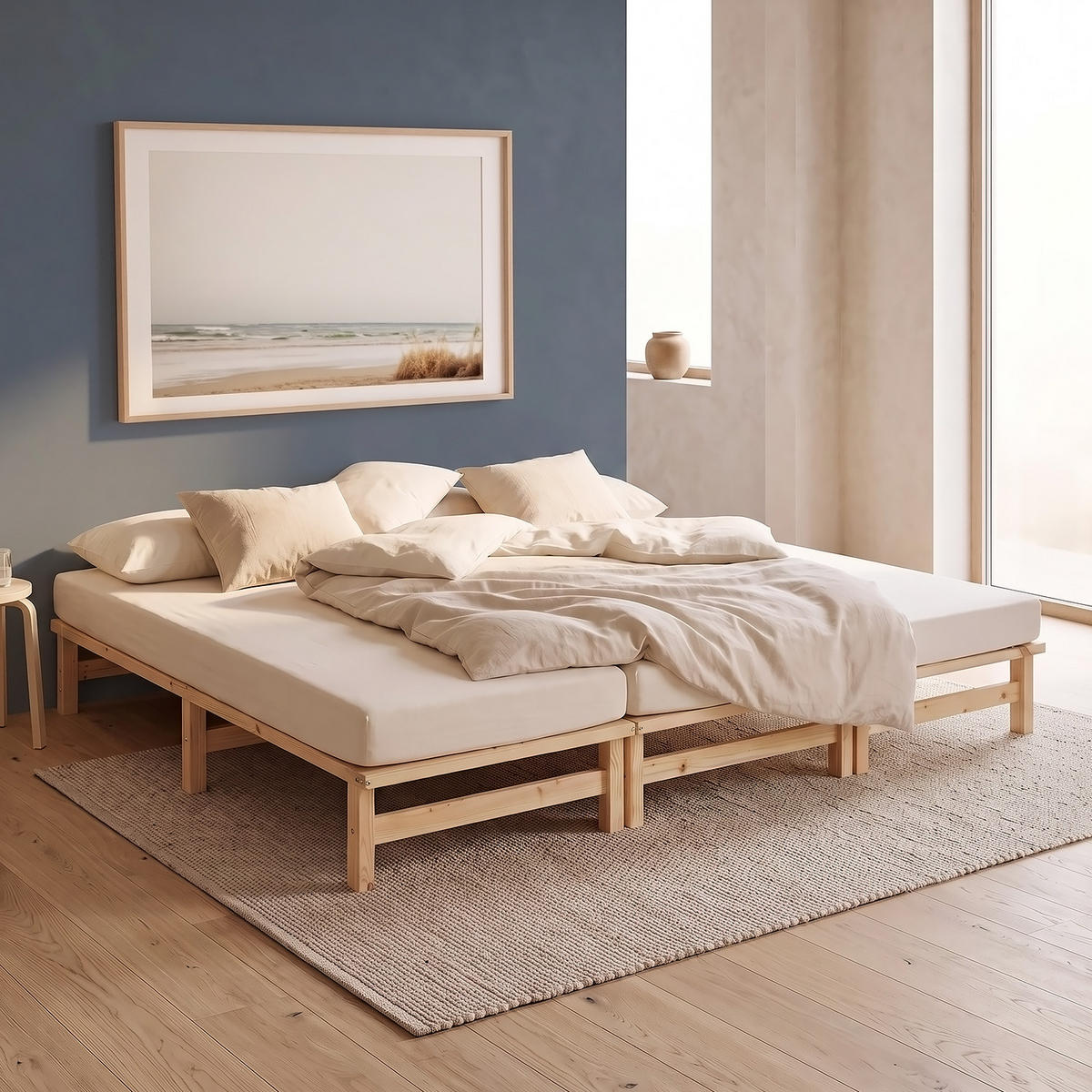 HOLZBETT Familienbett 270/200 cm natur + Lattenrost - Braun, Holz (270/200cm) - Homestyle4u