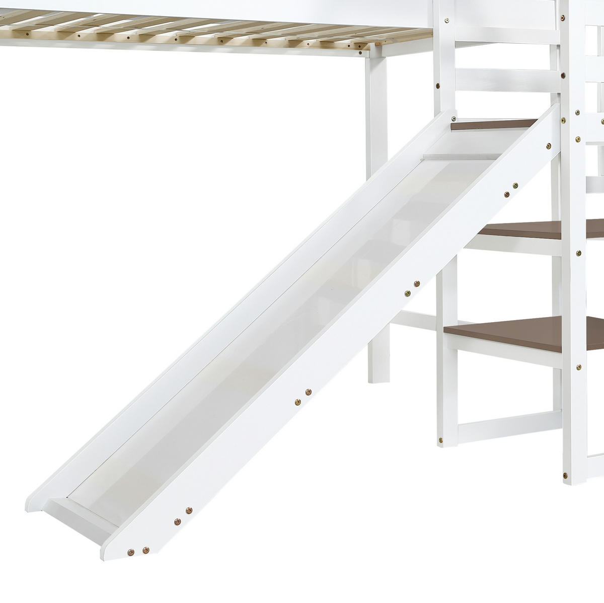 ETAGENBETT mit Rutsche und Stauraumtreppe 90x200 cm Weiß - Weiß, Holzwerkstoff (90/200cm) - Beauniv