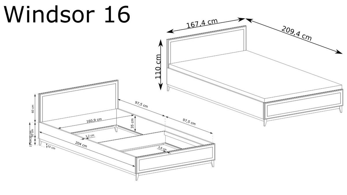 BETT MIT BETTKASTEN Windsor W-16 160 x 200 cm Kaschmir - Kaschmir/Eichefarben, Eichenholz/Holzwerkstoff (160/200cm) - Koseto