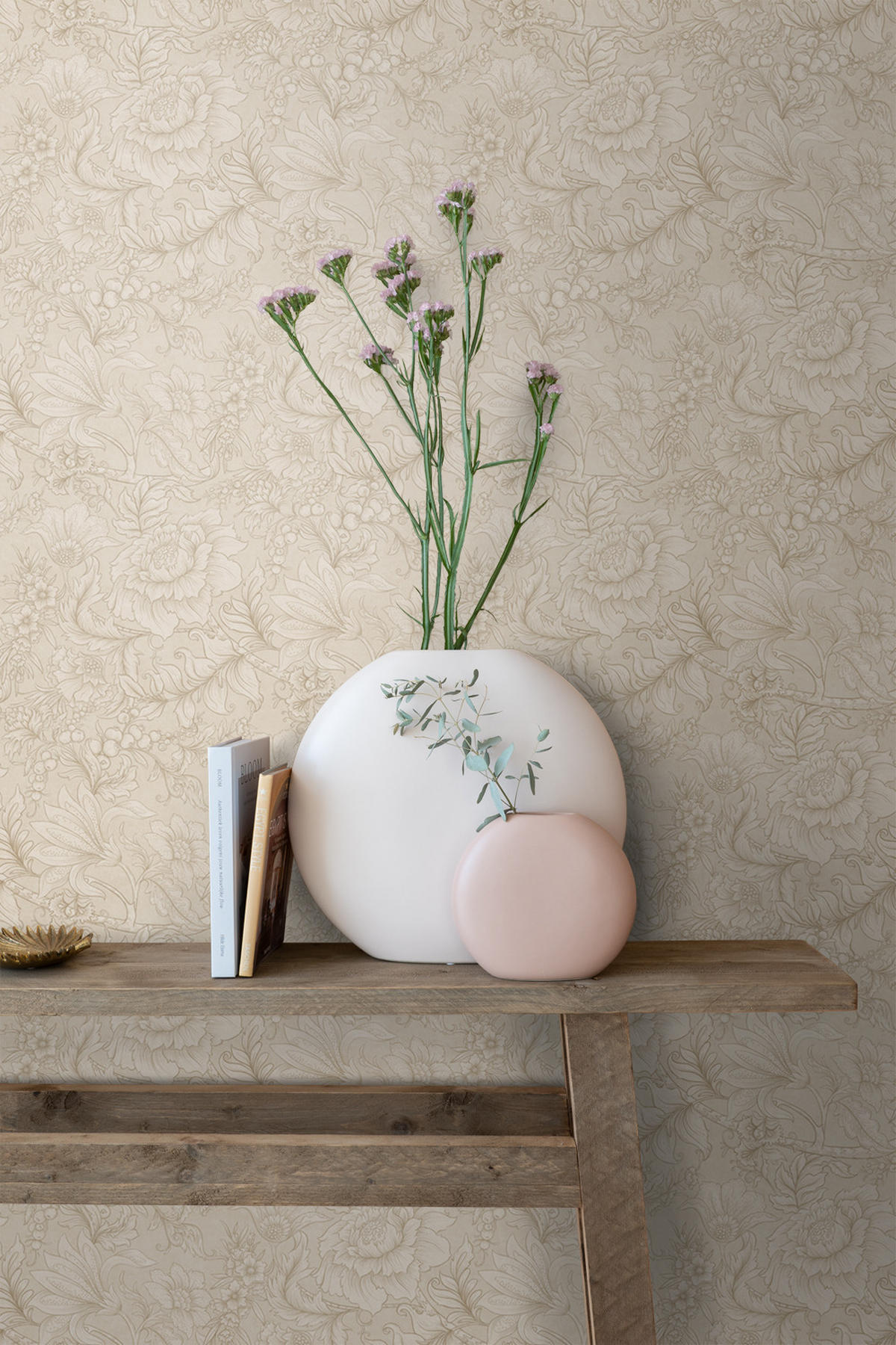 TAPETE Blumenmuster 53 cm x 10.05 m - Beige, Papier (53/1000cm) - ESTAhome