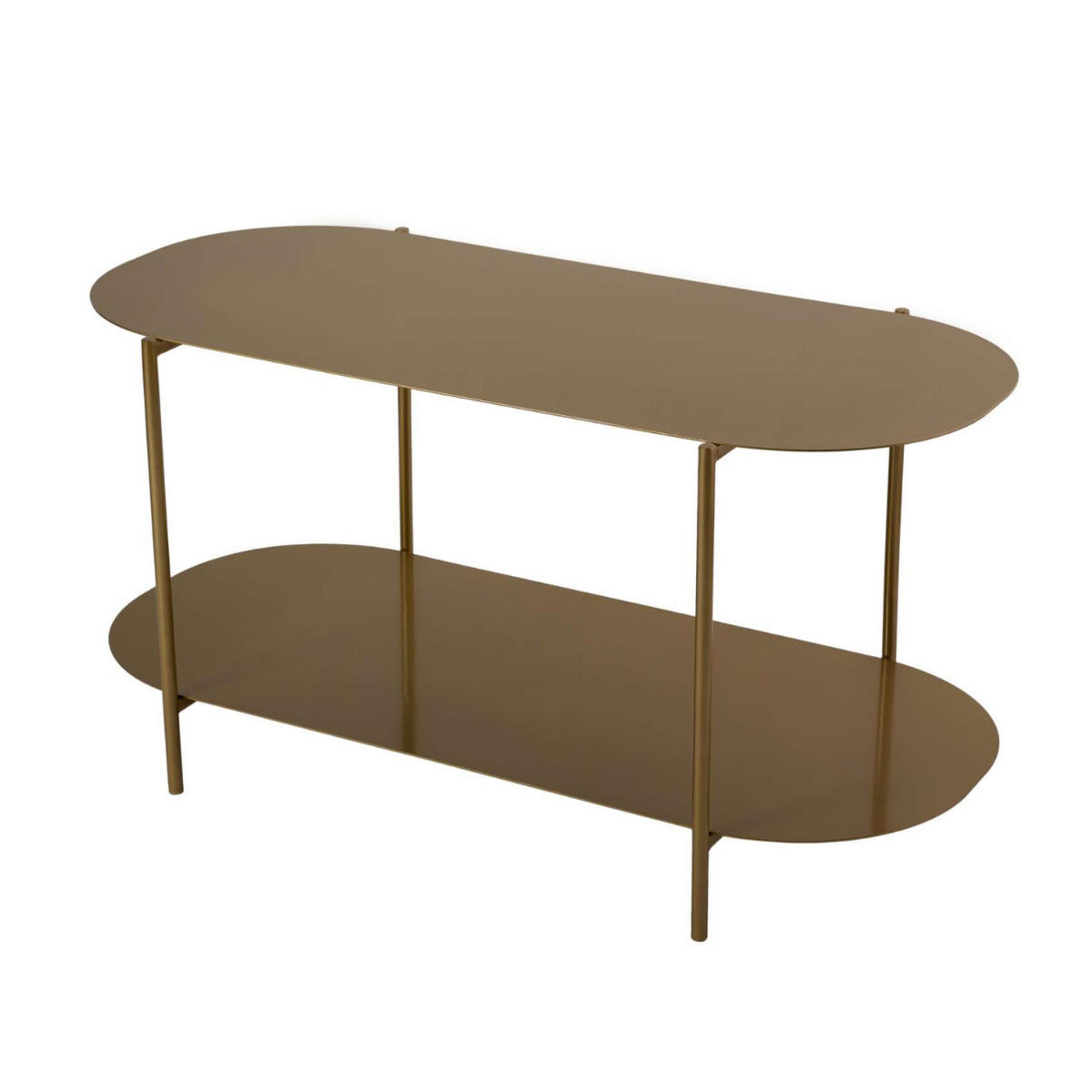 COUCHTISCH mit 2 ablagen mit abgerundeten kanten 51/100/45 cm - Goldfarben, Metall (104/51/45cm) - Calicosy