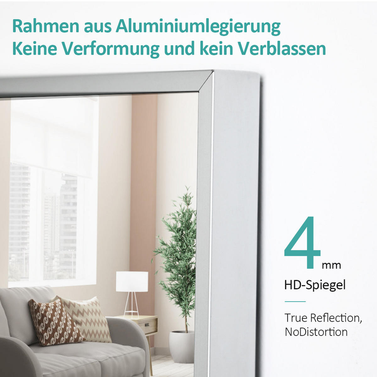 STANDSPIEGEL Wandmontage oder Freistehend Chromer Metallrahmen 160/40/2 cm - Silberfarben, Glas/Metall (40/160/160cm) - EMKE