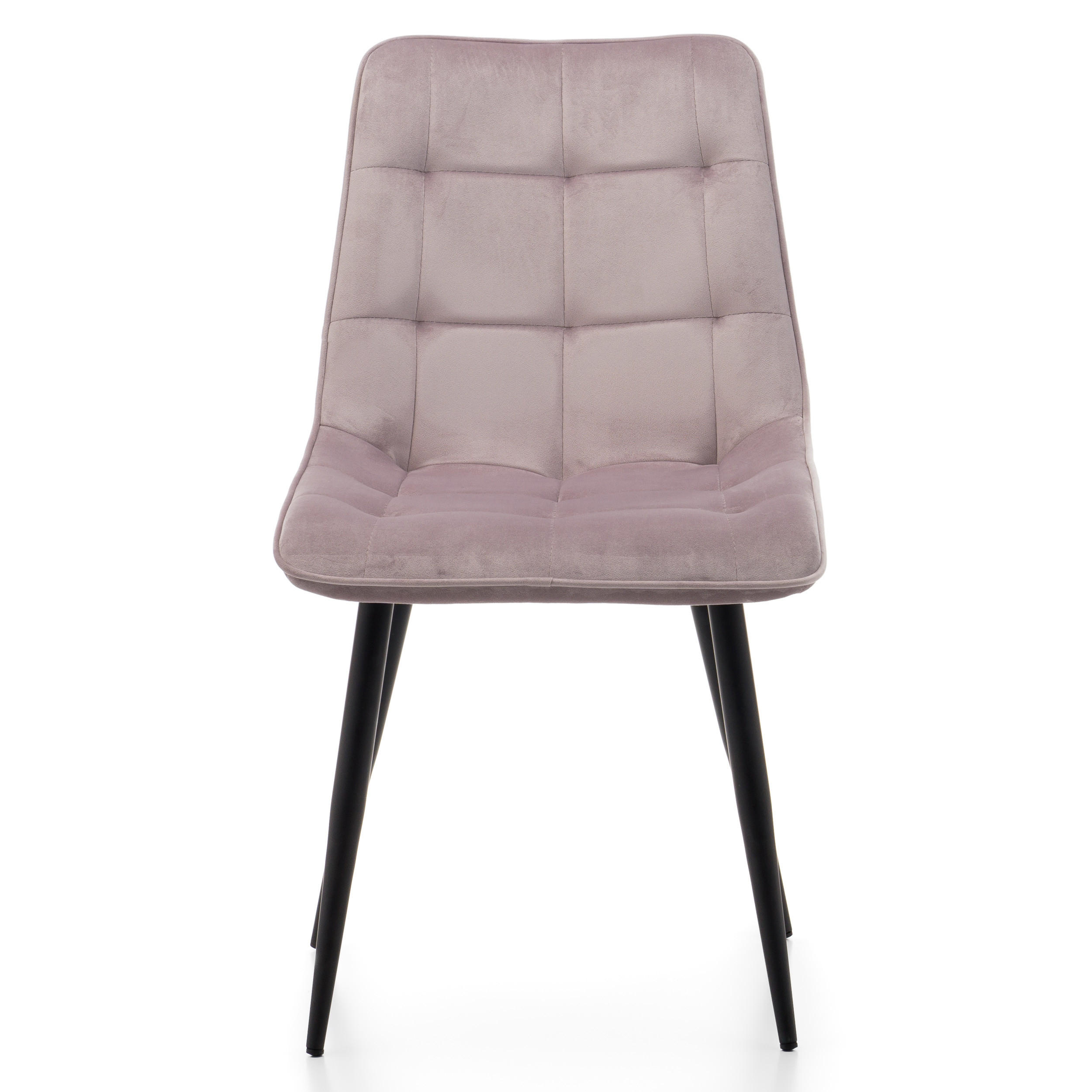 STUHL CHIC gespolsterter mit Steppung - rosa - Samt Velours - Schwarz/Rosa, Metall (50/88/47cm) - NEW HOME