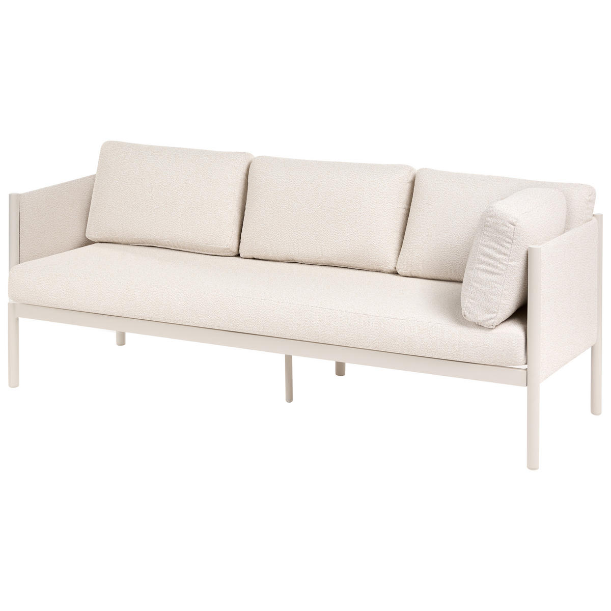 GARTEN Ecksofa mit Tisch 5-Sitzer Metall Hellbeige rechtsseitig Tonara - Beige, Metall - Beliani