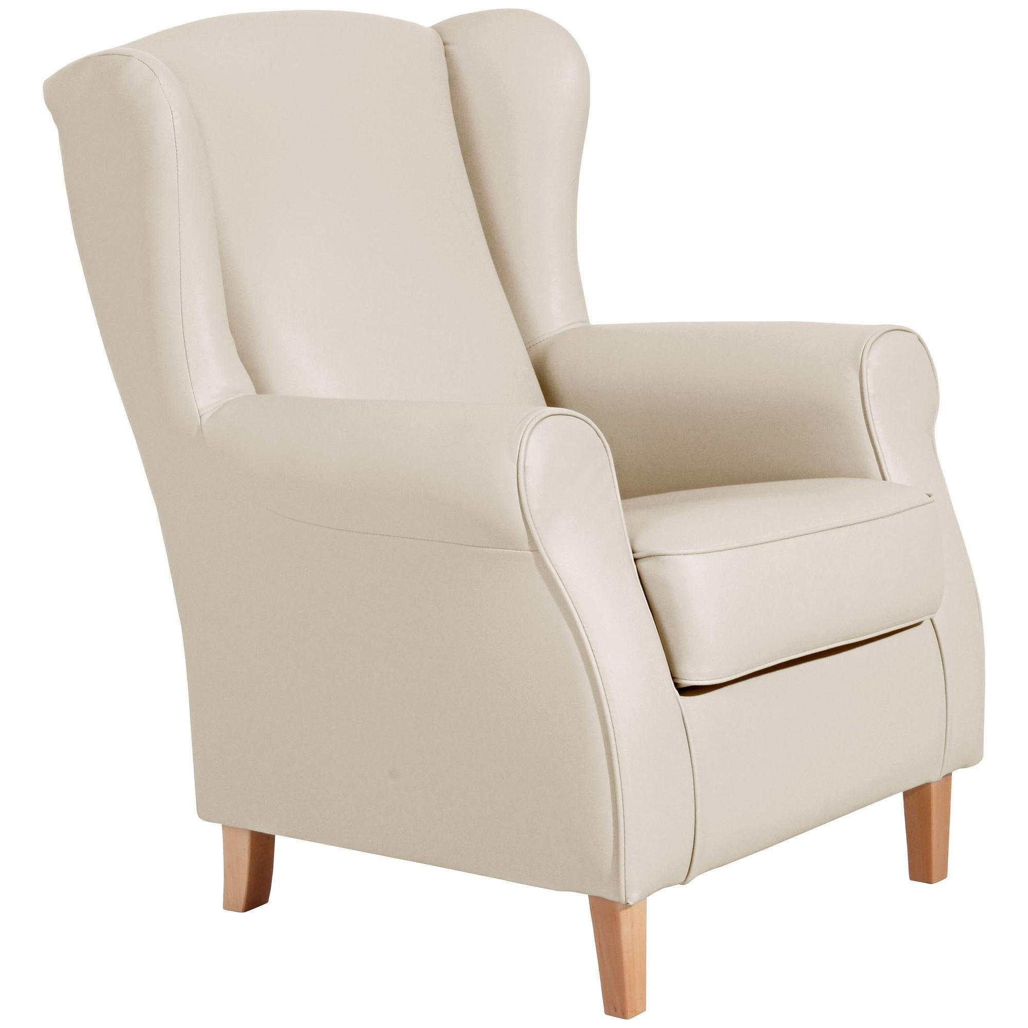 58aufmkessel Ohrensessel Beige, Buche 86x103x77 cm