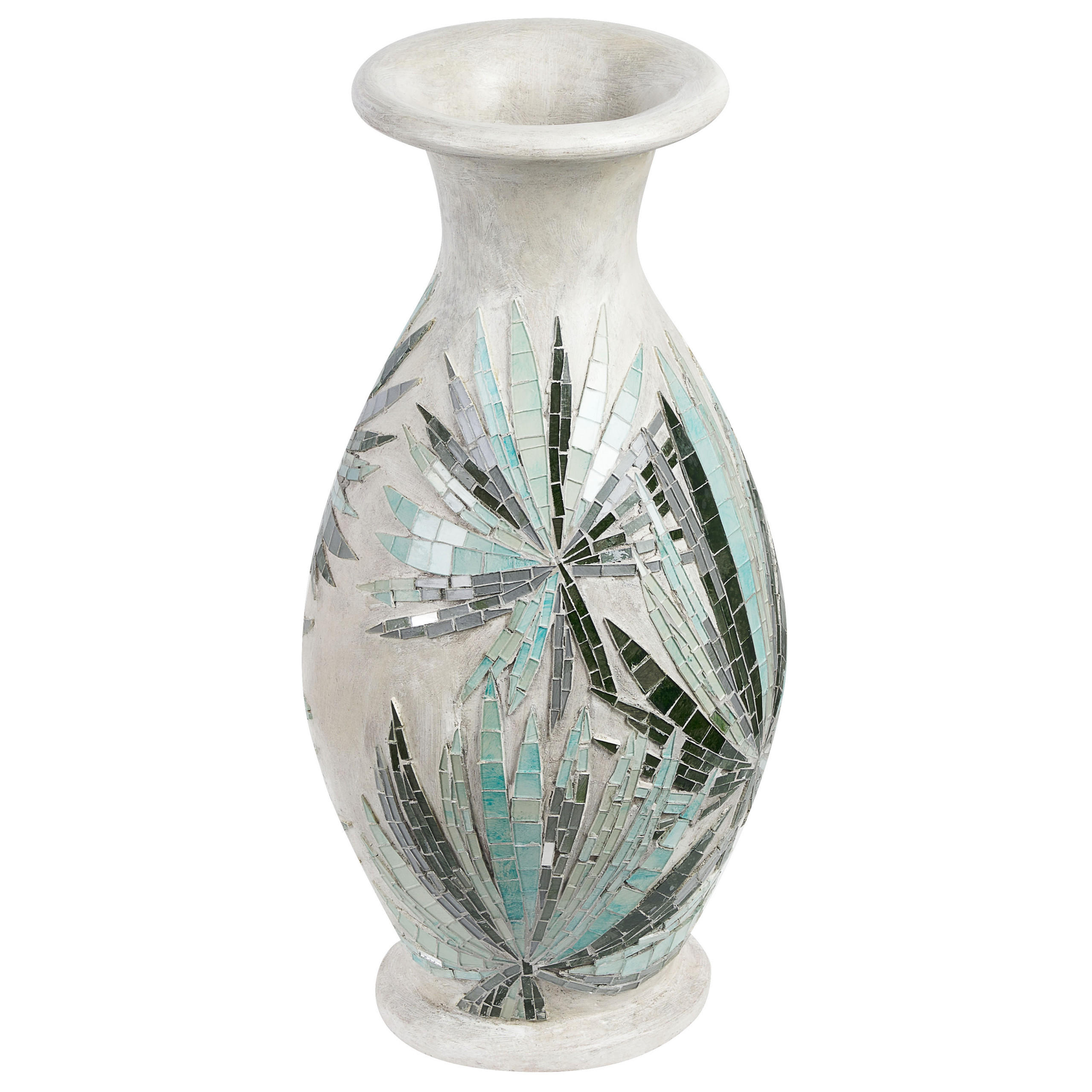 DEKOVASE Terrakotta weiß Rawas - Weiß, Stein (53cm) - Beliani