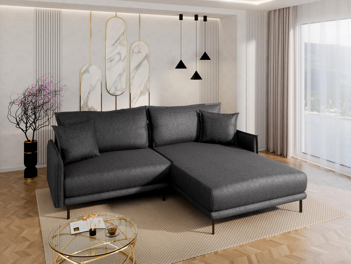 ECKSOFA Selva – modernes Design trifft auf höchsten Komfort, Anthrazit - Anthrazit, Holz (246/190cm) - Panda Möbel