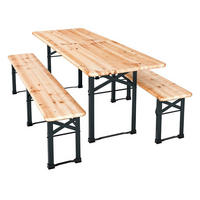 BIERZELTGARNITUR Passau 3-tlg. - Braun, Holz/Metall - Juskys