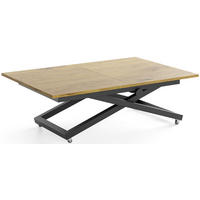 COUCHTISCH Axen höhenverstellbar ausziehbar, Eiche Braun 120-160/80/38-75 cm - Eichefarben/Schwarz, Holzwerkstoff/Metall (80/160/75cm) - WFL GROUP
