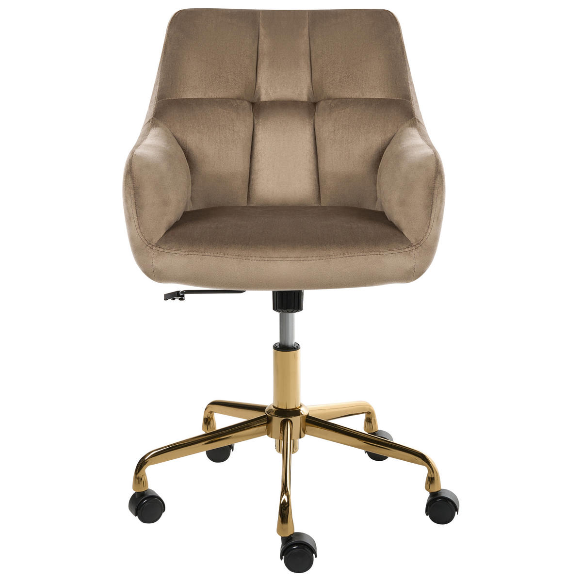 SCHREIBTISCHSTUHL Samtstoff Taupe Palmdale - Taupe, Textil (58/87/61cm) - Beliani