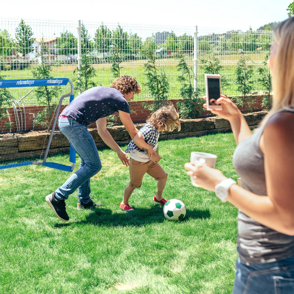 FUßBALLTOR - Multicolor, Textil/Metall (152/74cm) - Relaxdays