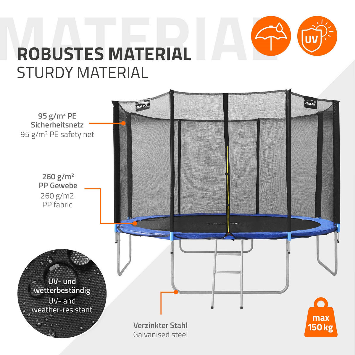 TRAMPOLIN 427 cm blau - Blau, Metall (427/260/427cm) - Hauki