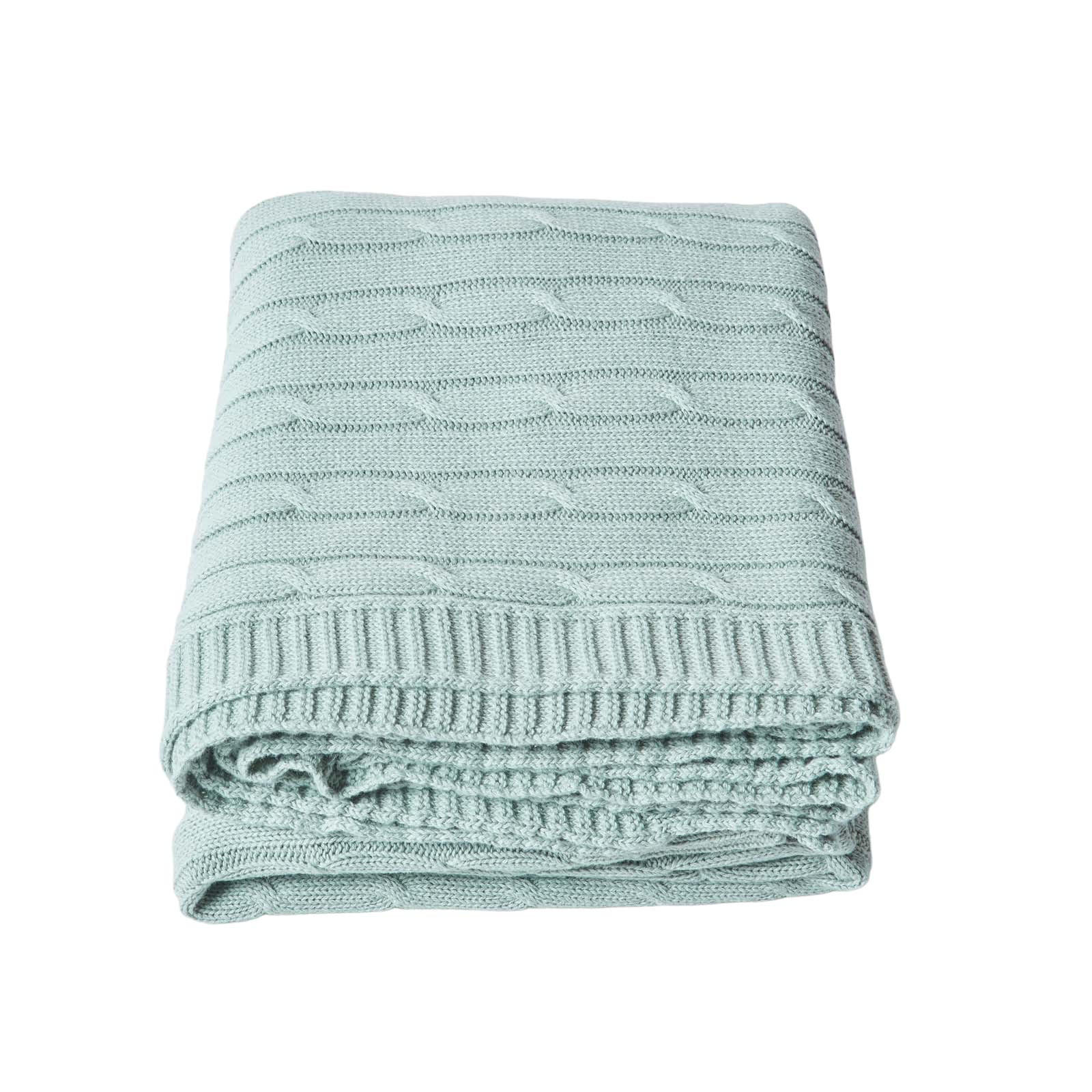 STRICKDECKE 130/170 cm, Baumwolle mit Zopfmuster - Blau, Textil (130/170cm) - Homescapes