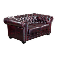 CHESTERFIELD Ledersofa 2-Sitzer - Büffelleder - Rotbraun - BRENTON - Bordeaux, Leder (160/73/96cm) - Vente-Unique