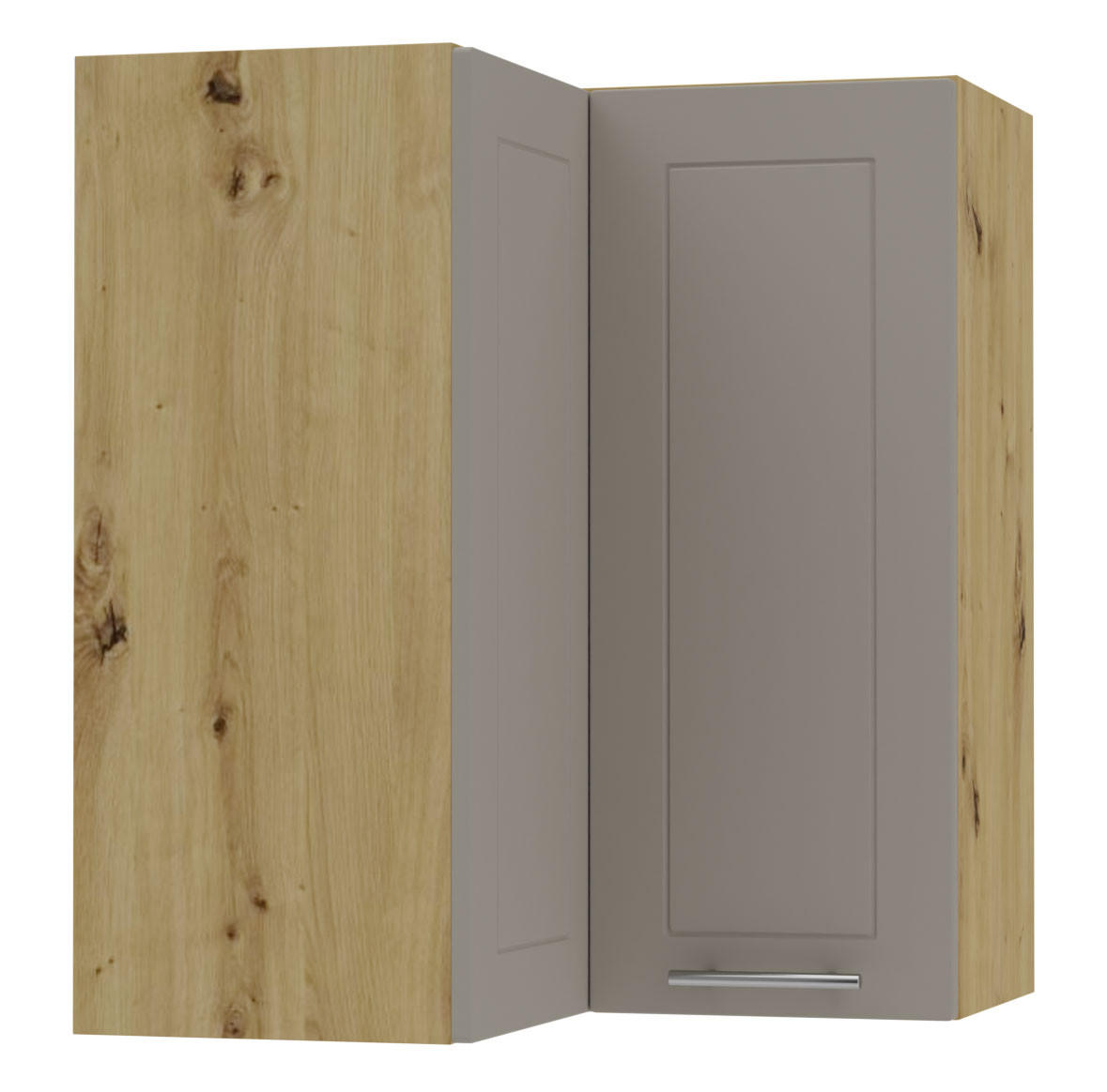 ECKHÄNGESCHRANK Kvantum W12/60 Beige Matt / Eiche Artisan Matt 60 / 60 / 72cm - Beige/Eiche Artisan, Holz/Holzwerkstoff (60/72/60cm) - Feldmann-Wohnen