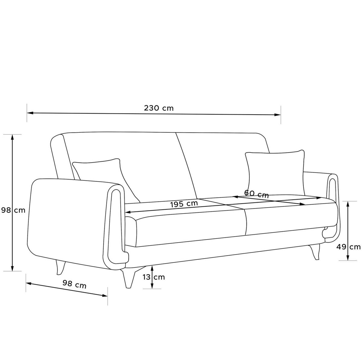 3-SITZER-SOFA GUSTAVO III Sofa 3 Velours, Anthrazit - Anthrazit, Holz/Holzwerkstoff (230/98/98cm) - KONSIMO®